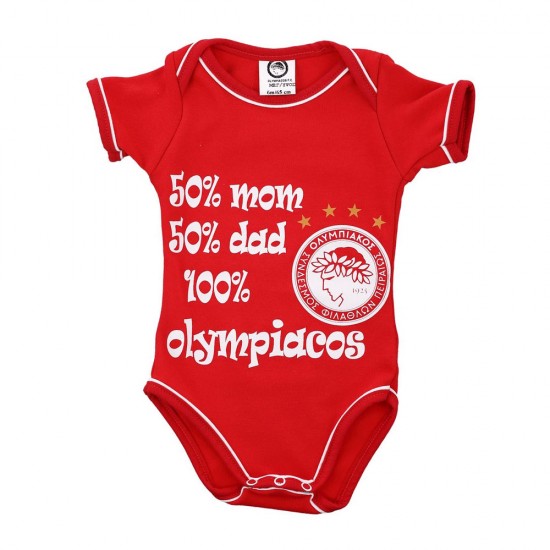 Ολυμπιακός Βρεφικό κορμάκι  "100% Olympiakos", κόκκινο