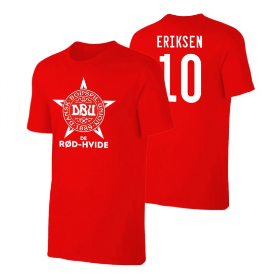 Denmark EU2020 'DE RØD-HVIDE' t-shirt ERIKSEN, red