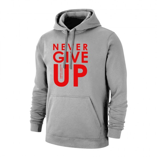 Liverpool 'Never Give UP' footer with hood, grey