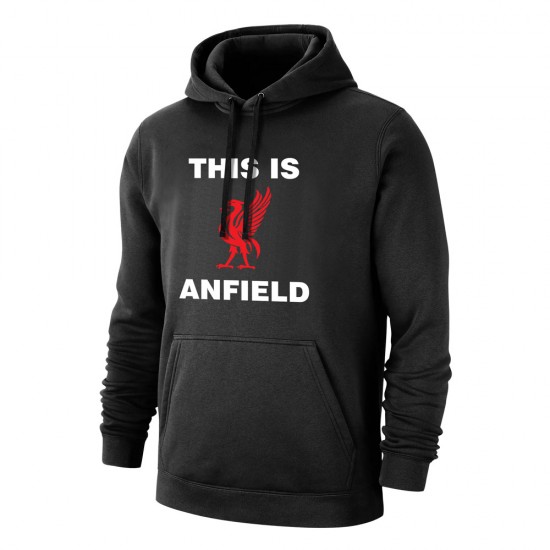 Λίβερπουλ φούτερ με κουκούλα 'This is ANFIELD', μαύρο