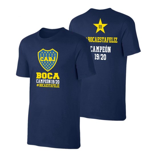 Μπόκα Τζούνιορς μπλουζάκι 'BocaEstaFeliz', σκούρο μπλε