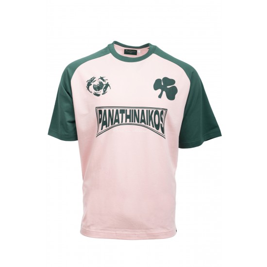 Παναθηναϊκός T-Shirt ''PAO RAGLAN'',μαύρο-ροζ