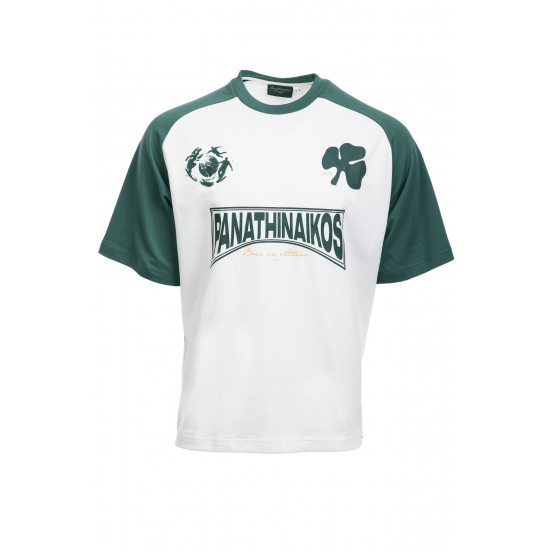 Παναθηναϊκός T-Shirt ''PAO RAGLAN'',λευκό-πράσινο