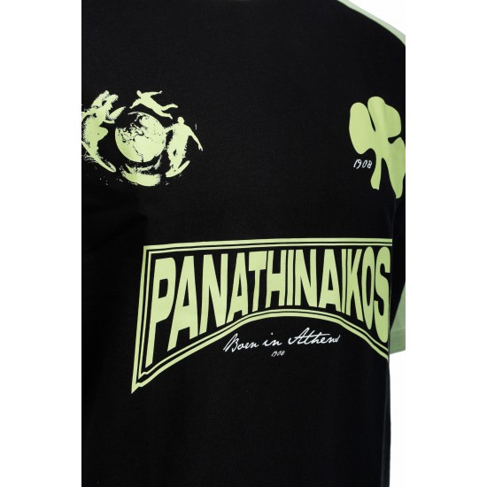 Παναθηναϊκός T-Shirt ''PAO RAGLAN',μαύρο