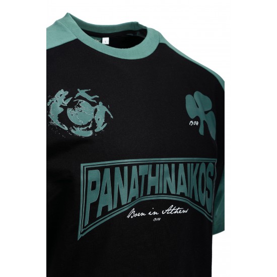 Παναθηναϊκός T-Shirt ''PAO RAGLAN',μαύρο-πράσινο