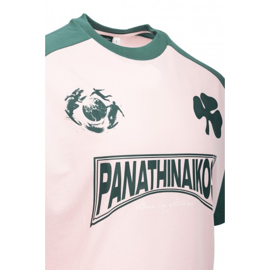 Παναθηναϊκός T-Shirt ''PAO RAGLAN'',μαύρο-ροζ