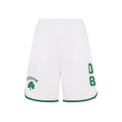 Παναθηναϊκός ανδρική βερμούδα''ATHENS ΤΡΙΦΥΛΛΙ 1908'',λευκή