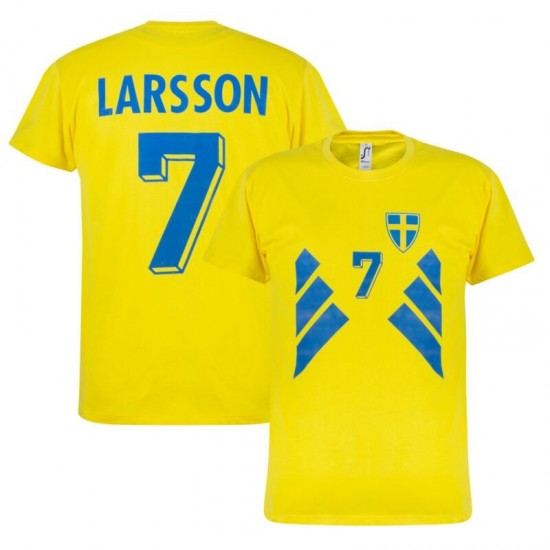 Σουηδία μπλουζάκι ρετρό 1994 LARSSON, κίτρινο