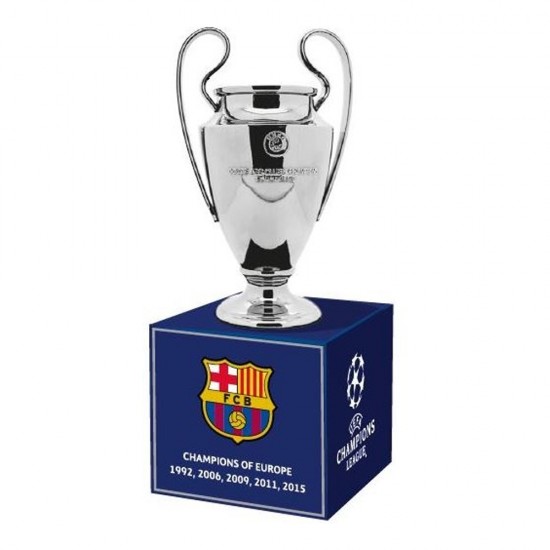 UEFA Champions League trophy Barcelona on wooden pedestal (70mm)