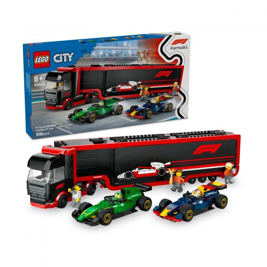 LEGO City F1 Truck with RB20 & AMR24 F1 Cars (60445)