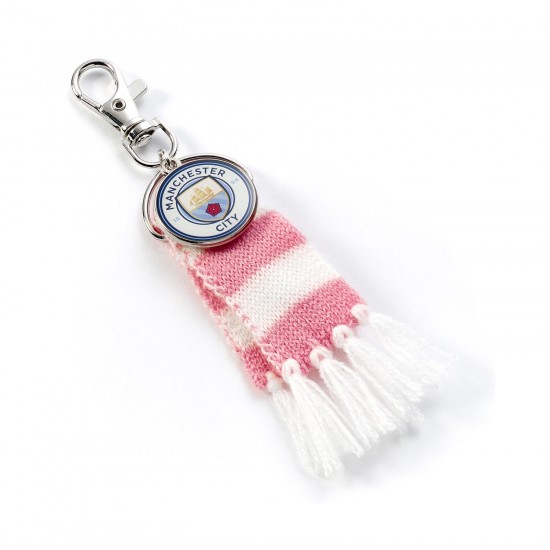 Manchester City pink scarf & logo charm backpack hanger