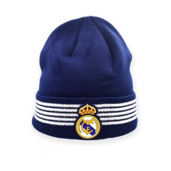 Real Madrid beanie with striped cuff, navy