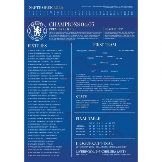 Chelsea FC Deluxe Calendar 2026