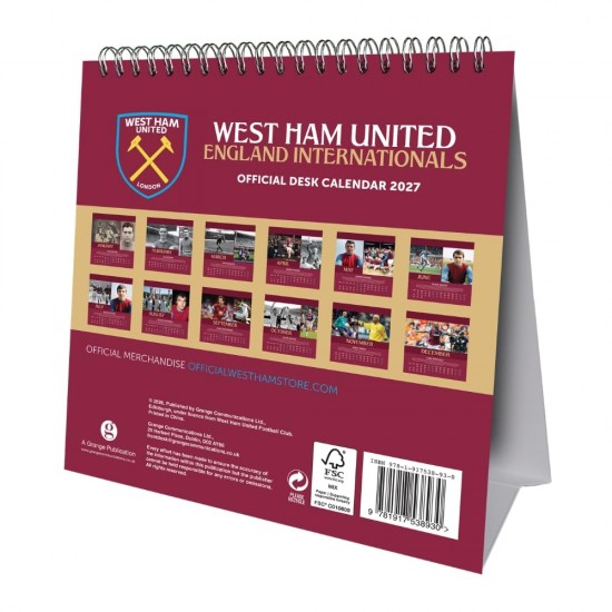 Επιτραπέζιο ημερολόγιο West Ham United FC 2027