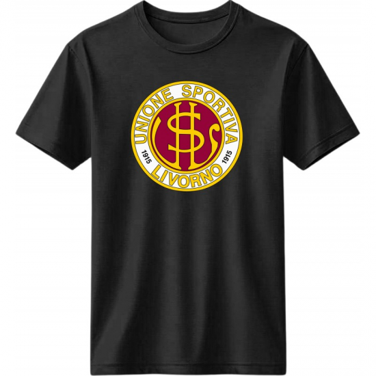 Λιβόρνο μπλουζάκι ΄''Livorno 1915 Vintage Crest T-Shirt'' – Retro Italian Football Edition, μαύρο