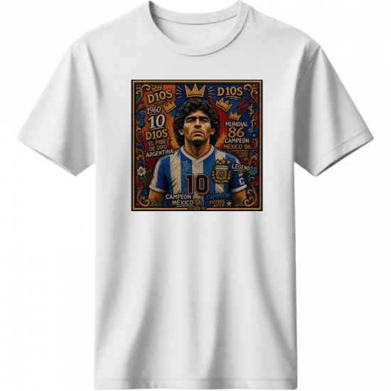 Maradona retro t-shirt ''El Dios del Fútbol -Mexico 1986 Legend T-Shirt'', λευκό