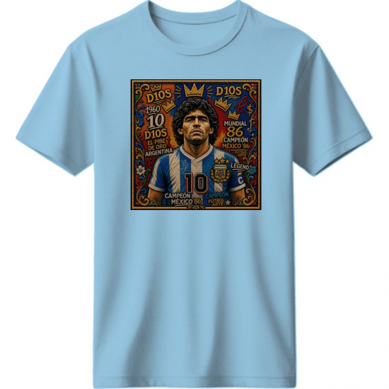 Maradona retro t-shirt ''El Dios del Fútbol -Mexico 1986 Legend T-Shirt'', γαλάζιο