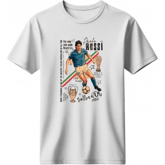 Paolo Rossi ρετρό μπλουζάκι “Paolo Rossi 1982 – Italia Legend”, λευκό