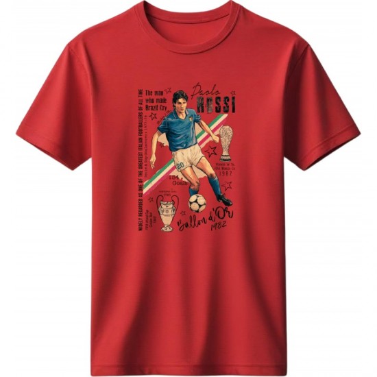 Paolo Rossi ρετρό μπλουζάκι “Paolo Rossi 1982 – Italia Legend”, κόκκινο
