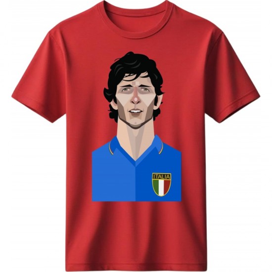 Paolo Rossi ρετρό μπλουζάκι “Paolo Rossi – Italia” , κόκκινο