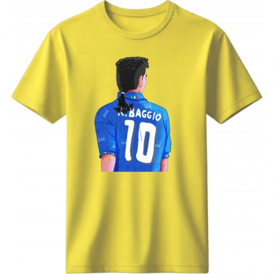 Μπάτζιο ρετρό μπλουζάκι “Baggio 10 – Italia” , κίτρινο