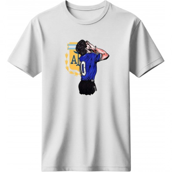 Μαραντόνα ρετρό μπλουζάκι “Argentina No.10 Legend”, λευκό