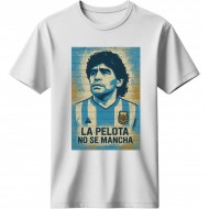 Μαραντόνα ρετρό μπλουζάκι “La Pelota No Se Mancha” ,λευκό