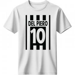 Ντελ πιέρο μπλουζαάκι ποδοσφαίρου Del Piero 10 – Classic Stripes Edition”,λευκό