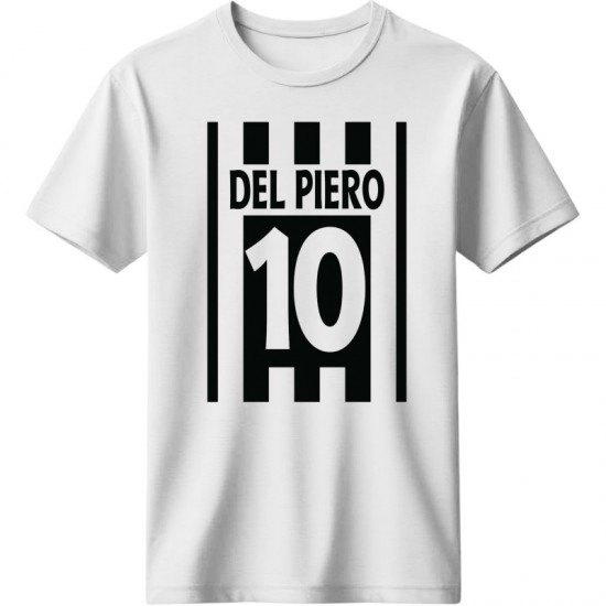 Ντελ πιέρο μπλουζαάκι ποδοσφαίρου Del Piero 10 – Classic Stripes Edition”,λευκό