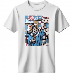 Μαραντόνα ρετρό μπλουζάκι“Maradona Saint – Napoli Icon”, λευκό