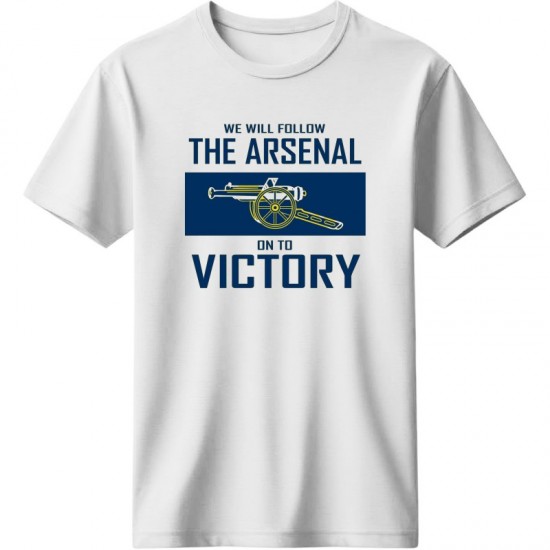 Άρσεναλ μπλουζάκι ποδοσφαίρου “We Will Follow The Arsenal” – Victory Edition, λευκό