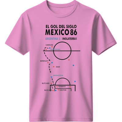 Μαραντόνα ρετρό μπλουζάκι «El Gol del Siglo – Mexico 86» – Tactical Art Edition, ροζ