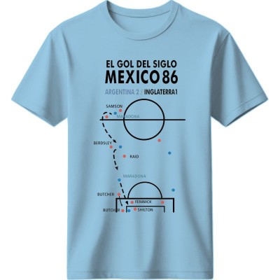 Μαραντόνα ρετρό μπλουζάκι «El Gol del Siglo – Mexico 86» – Tactical Art Edition, ανοιχτό μπλε
