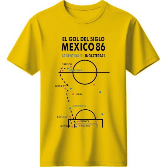 Μαραντόνα ρετρό μπλουζάκι “El Gol del Siglo – Mexico 86” – Tactical Art Edition, κίτρινο