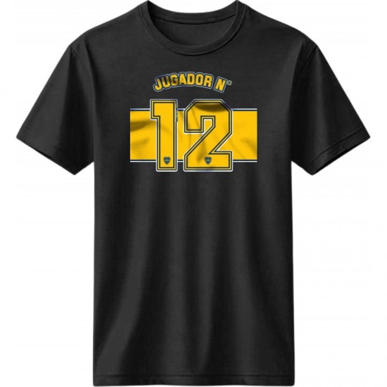 Μπόκα ρετρό μπλουζάκι “Jugador Nº12” – Fan Culture Edition,μαύρο