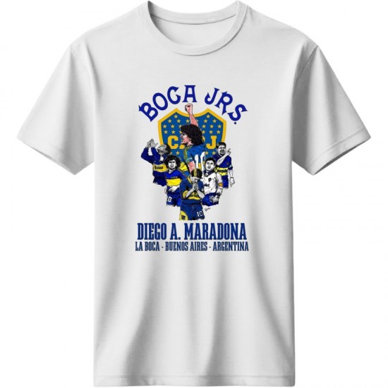 Μπόκα ρετρό μπλουζάκι ““Boca Juniors – Maradona Tribute”, λευκό