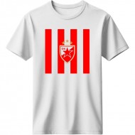 Ερυθρός Αστέρας μπλουζάκι “Red Star Stripes” – Classic Fans Edition, λευκό