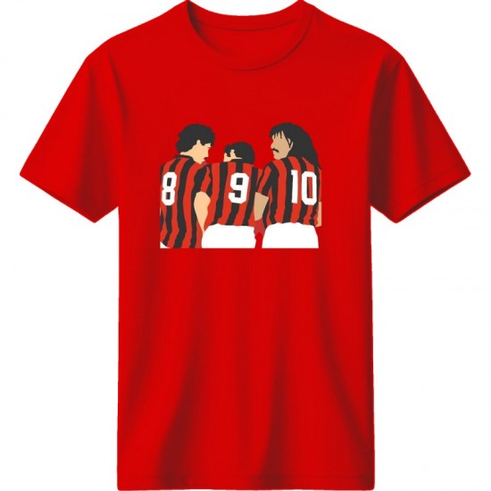 Μίλαν ρετρό μπλουζάκι “Milan Trio 8-9-10” – Retro Legends Edition, κόκκινο