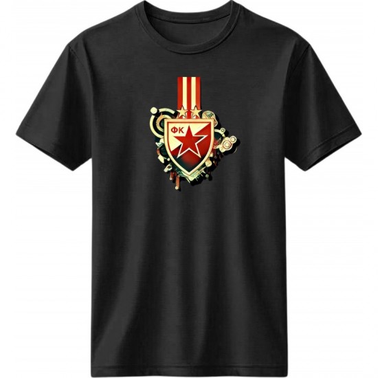 Ερυθρός Αστέρας μπλουζάκι “Red Star Belgrade Crest T-Shirt – Balkan Ultras Edition'', μαύρο
