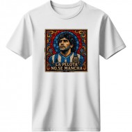 Μαραντόνα ρετρό μπλουζάκι “La Pelota No Se Mancha” T-Shirt – Tribute Edition ,λευκό