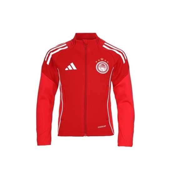 Ολυμπιακός 2025/26 παιδική ζακέτα προπόνησης adidas, κόκκινη