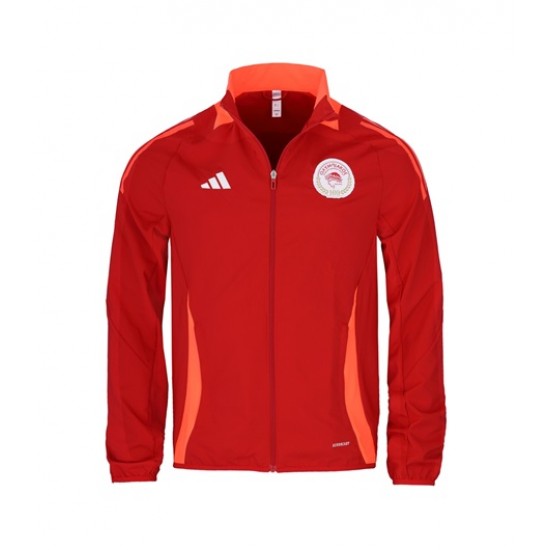 Ολυμπιακός 2024/25 παιδική ζακέτα adidas, κόκκινη